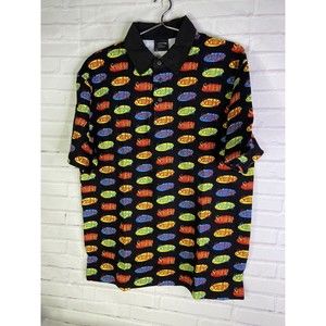 Dumbgood Seinfeld All Over Print Collared Polo Short Sleeve Shirt Mens Size M